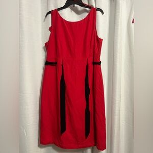 Red Cato Lined Linen Blend Dress Sz 16